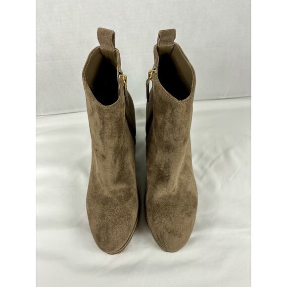 Tory Burch Wedge Boot River Rock Tan Brown Suede 8.5 M Lug Sole - Picture 2 of 11